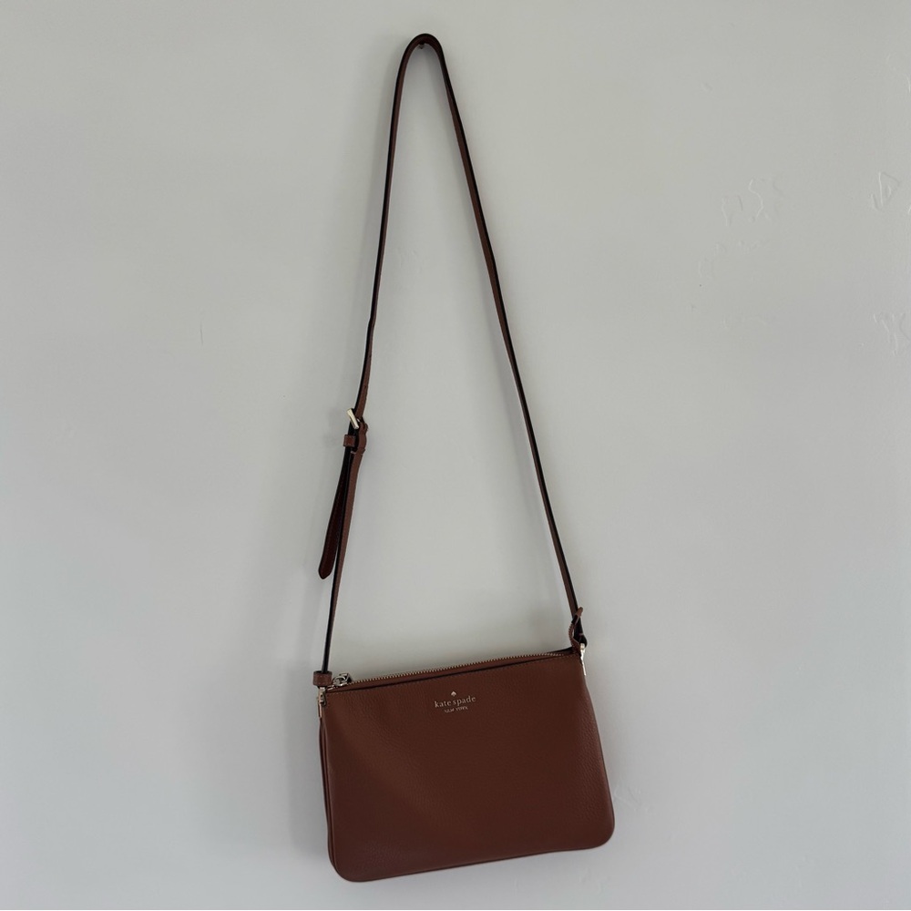 Kate Spade Brown Leather Crossbody Bag with Adjustable Strap